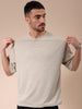 Men's Green Oversized Self Design Round Neck T-shirt