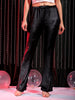 Women's Black Regular Fit Solid Velvet Bootcut Trousers
