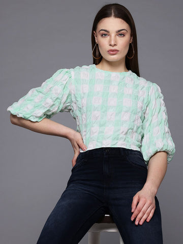 Freehand by The Indian Garage Co Women Fitted Textured Regular Top