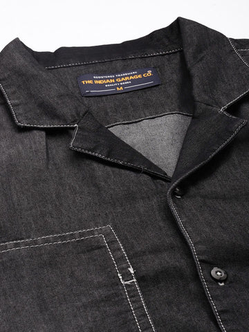 Men's Black Solid Boxy Fit Coordinates