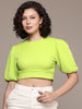 Freehand by The Indian Garage Co Women Regular Fit Textured Designer Back  Tie Up Top