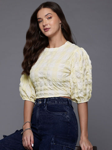 Freehand by The Indian Garage Co Women Fitted Textured Regular Top