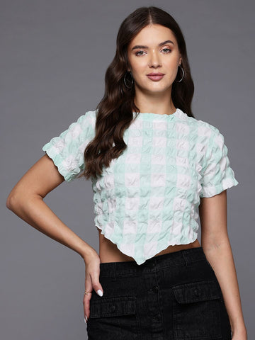 Freehand by The Indian Garage Co Women Fitted Textured Asymmetric Top