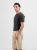 Men's Grey Slim Fit Textured Flat Knit Polo Collar T-Shirt