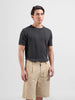 Men's Grey Slim Fit Textured Flat Knit Polo Collar T-Shirt