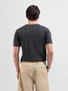 Men's Grey Slim Fit Textured Flat Knit Polo Collar T-Shirt