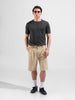 Men's Grey Slim Fit Textured Flat Knit Polo Collar T-Shirt