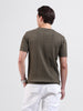 Men's Green Slim Fit Textured Flat Knit Crew Neck T-Shirt