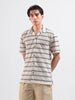 Men's Beige Relaxed Fit Textured Textured Shirt