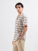 Men's Beige Relaxed Fit Textured Textured Shirt