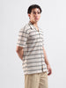 Men's Beige Relaxed Fit Textured Textured Shirt