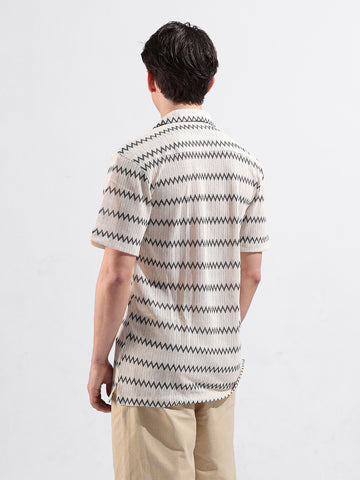 Men's Beige Relaxed Fit Textured Textured Shirt