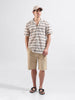 Men's Beige Relaxed Fit Textured Textured Shirt