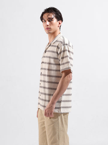Men's Brown Relaxed Fit Textured Textured Shirt