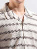 Men's Brown Relaxed Fit Textured Textured Shirt