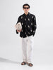 Men's Black Relaxed Fit Textured Resort Wear Shirt