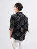 Men's Black Relaxed Fit Textured Resort Wear Shirt