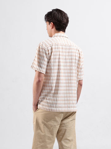 Men's Beige Relaxed Fit Solid Resort Wear Shirt