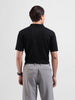 Men's Black Slim Fit Textured Flat Knit Polo Collar T-Shirt