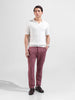 Men's White Slim Fit Textured Flat Knit Polo Collar T-Shirt