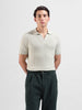 Men's Green Slim Fit Textured Flat Knit Polo Neck T-Shirt