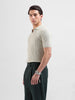 Men's Green Slim Fit Textured Flat Knit Polo Neck T-Shirt