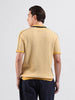 Men's Yellow Slim Fit Textured Flat Knit Polo Neck T-Shirt