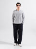 Men's Grey Slim Fit Textured Flat Knit Polo Collar T-Shirt