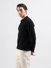 Men's Black Slim Fit Textured Flat Knit Polo Neck T-Shirt