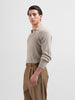 Men's Beige Slim Fit Textured Flat Knit Polo Neck T-Shirt