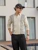 Men's Beige Oversized Fit Textured Flat Knit Polo Collar T-Shirt