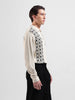 Men's Beige Oversized Fit Textured Flat Knit Polo Collar T-Shirt