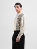 Men's Beige Oversized Fit Textured Flat Knit Polo Collar T-Shirt