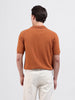 Men's Rust Slim Fit Textured Flat Knit Polo Collar T-Shirt