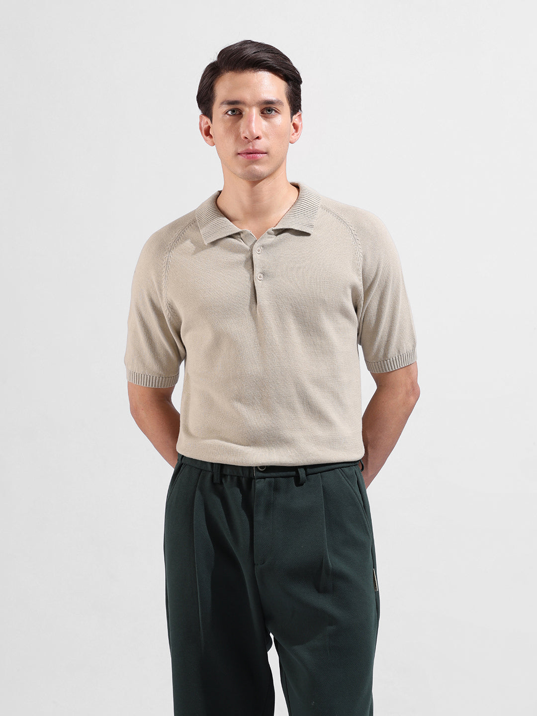 Men's Flat Knit Polo Slim Fit T-shirt