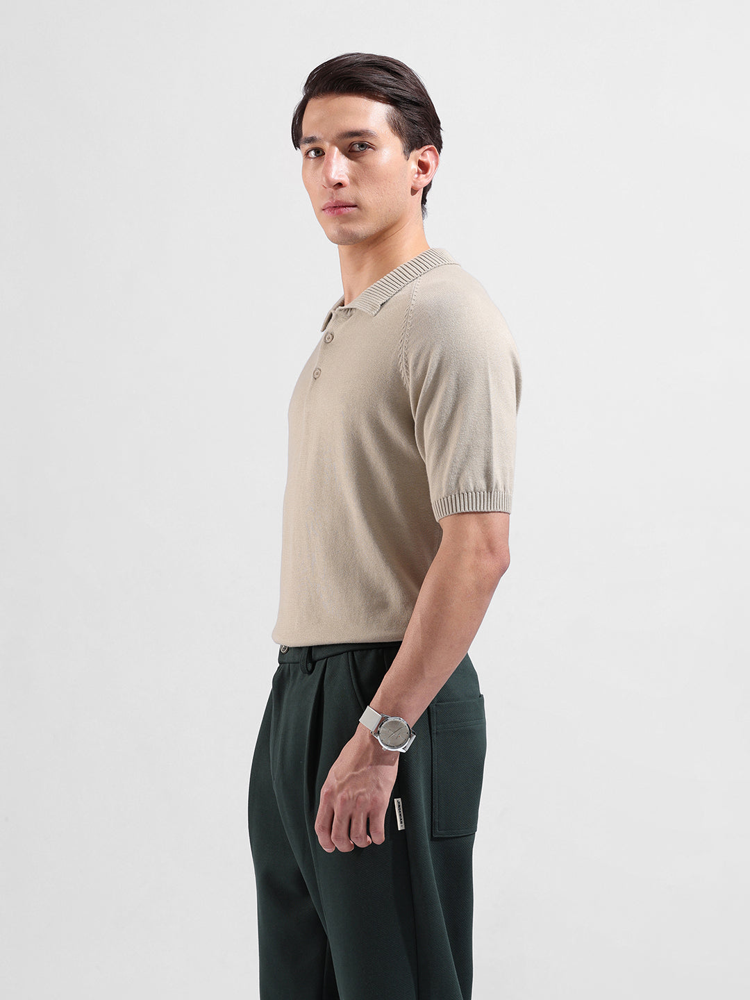 Men's Flat Knit Polo Slim Fit T-shirt