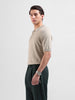 Men's Beige Slim Fit Textured Flat Knit Polo Collar T-Shirt