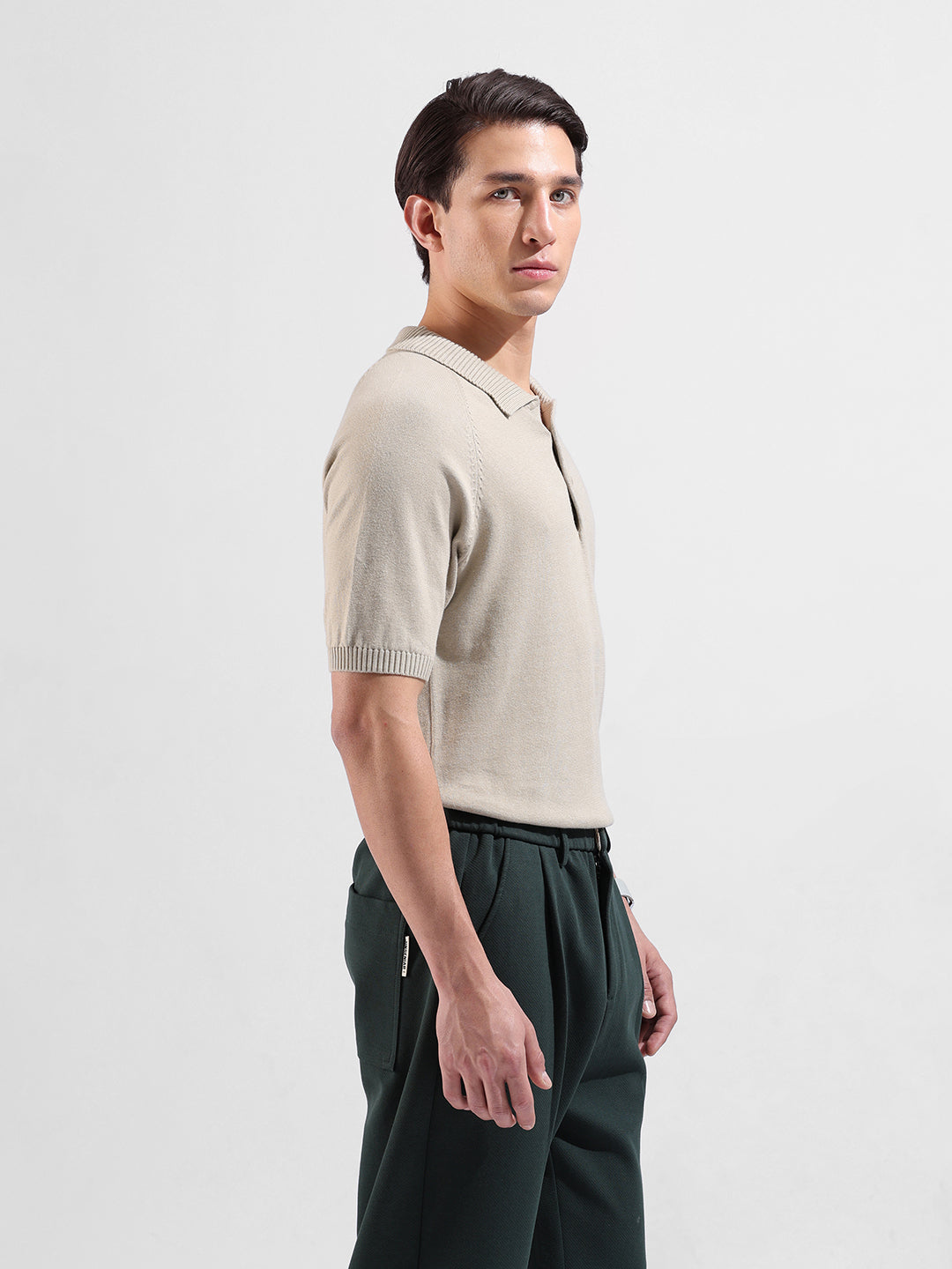 Men's Flat Knit Polo Slim Fit T-shirt