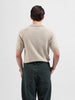 Men's Beige Slim Fit Textured Flat Knit Polo Collar T-Shirt