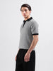 Men's Grey Slim Fit Textured Flat Knit Polo Collar T-Shirt