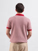 Men's Red Slim Fit Textured Flat Knit Polo Collar T-Shirt