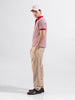 Men's Red Slim Fit Textured Flat Knit Polo Collar T-Shirt
