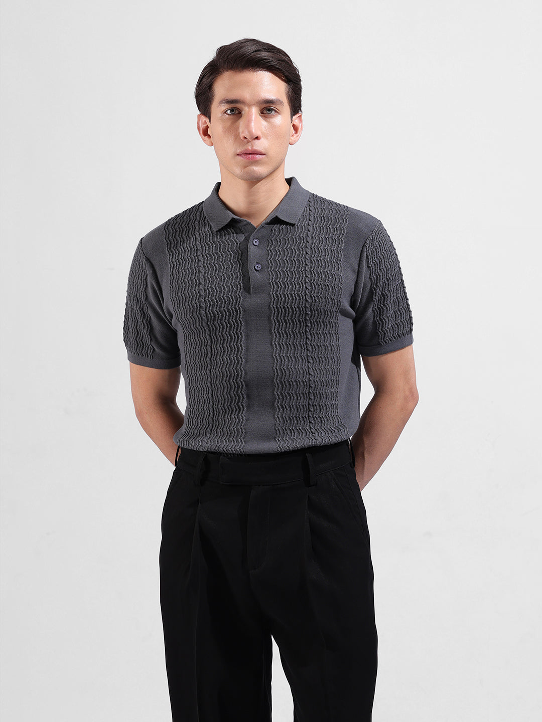 Men's Flat Knit Polo Slim Fit T-shirt