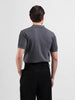 Men's Grey Slim Fit Textured Flat Knit Polo Collar T-Shirt