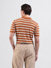 Men's Rust Slim Fit Textured Flat Knit Polo Collar T-Shirt