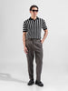 Men's Black Slim Fit Textured Flat Knit Polo Collar T-Shirt