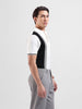 Men's White Slim Fit Textured Flat Knit Polo Collar T-Shirt