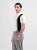 Men's White Slim Fit Textured Flat Knit Polo Collar T-Shirt