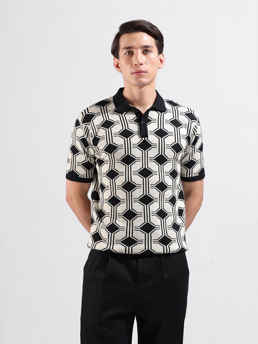 Men's Flat Knit Polo Slim Fit T-shirt