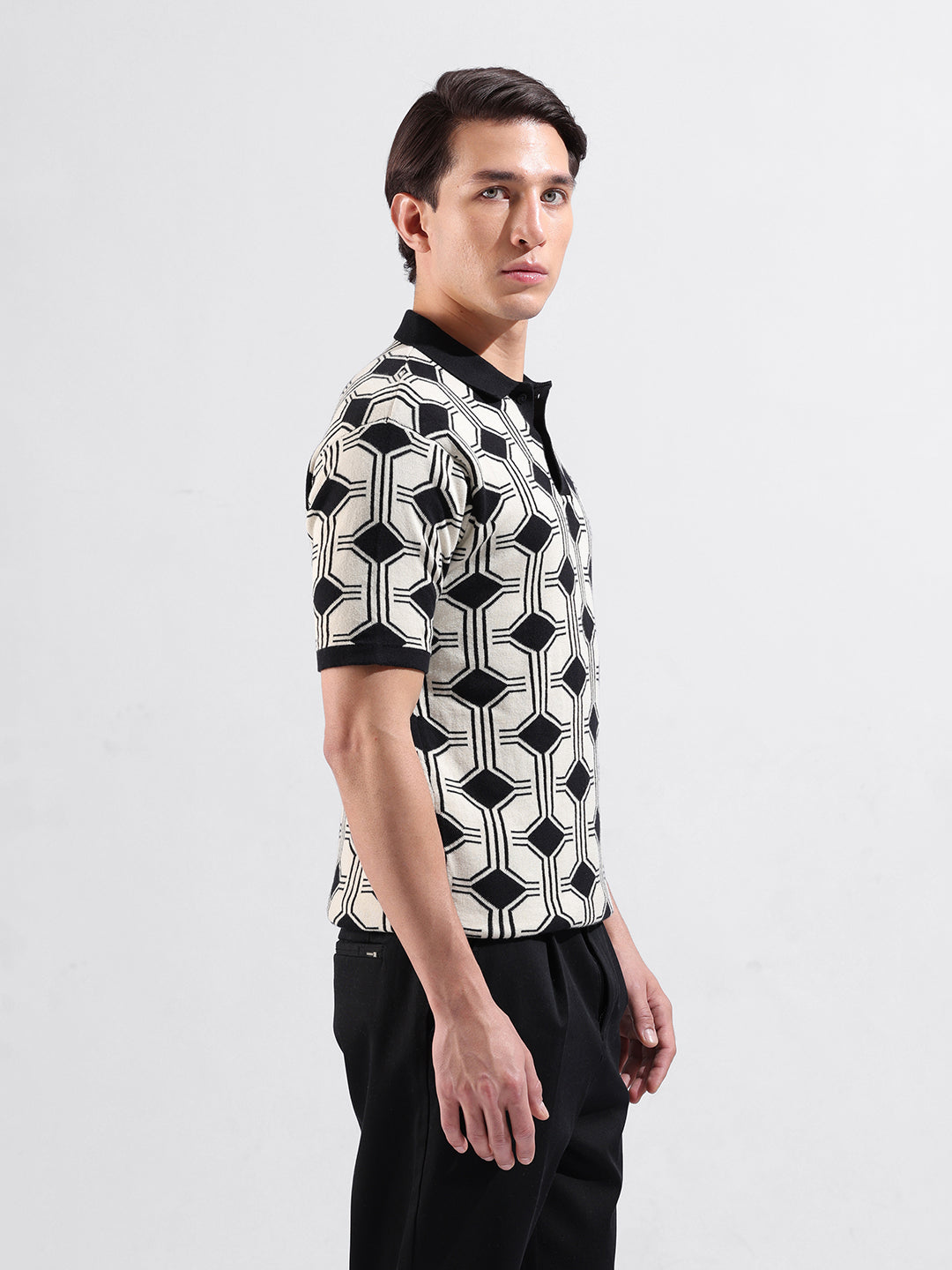 Men's Flat Knit Polo Slim Fit T-shirt